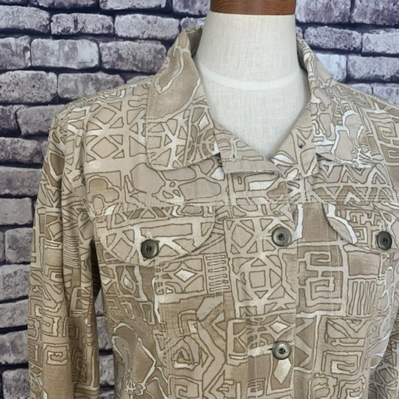 Chico's Tan & White Jean Style Jacket Size M - Picture 2 of 10